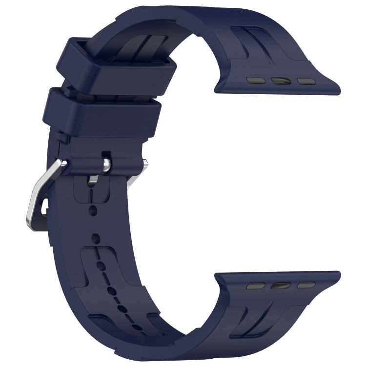 For Apple Watch SE 2023 44mm H Texture Silicone Ladder Buckle Watch Band(Midnight) - Watch Bands by PMC Jewellery | Online Shopping South Africa | PMC Jewellery