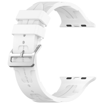 For Apple Watch SE 2023 40mm H Texture Silicone Ladder Buckle Watch Band(White) - Watch Bands by PMC Jewellery | Online Shopping South Africa | PMC Jewellery