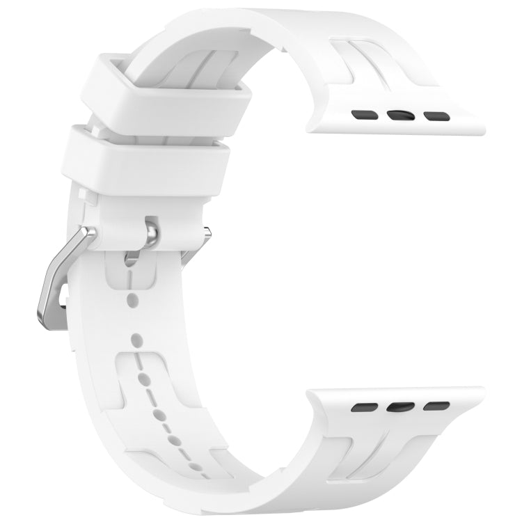 For Apple Watch SE 2023 40mm H Texture Silicone Ladder Buckle Watch Band(White) - Watch Bands by PMC Jewellery | Online Shopping South Africa | PMC Jewellery