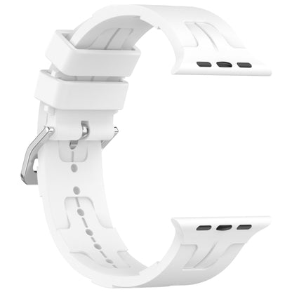 For Apple Watch SE 2023 40mm H Texture Silicone Ladder Buckle Watch Band(White) - Watch Bands by PMC Jewellery | Online Shopping South Africa | PMC Jewellery