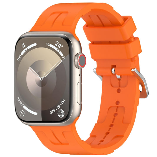 For Apple Watch SE 2023 40mm H Texture Silicone Ladder Buckle Watch Band(Orange) - Watch Bands by PMC Jewellery | Online Shopping South Africa | PMC Jewellery