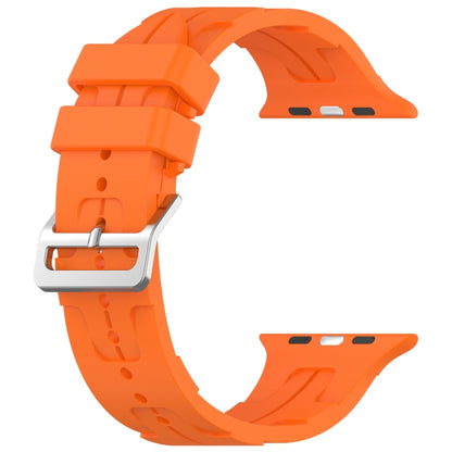 For Apple Watch SE 2023 40mm H Texture Silicone Ladder Buckle Watch Band(Orange) - Watch Bands by PMC Jewellery | Online Shopping South Africa | PMC Jewellery