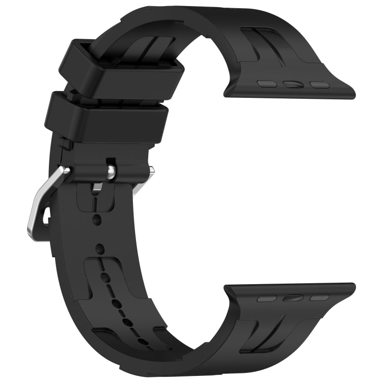 For Apple Watch SE 2023 40mm H Texture Silicone Ladder Buckle Watch Band(Black) - Watch Bands by PMC Jewellery | Online Shopping South Africa | PMC Jewellery