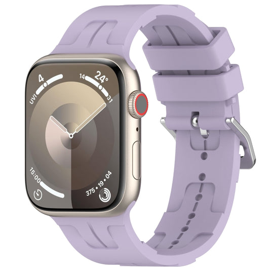 For Apple Watch SE 2023 40mm H Texture Silicone Ladder Buckle Watch Band(Purple) - Watch Bands by PMC Jewellery | Online Shopping South Africa | PMC Jewellery