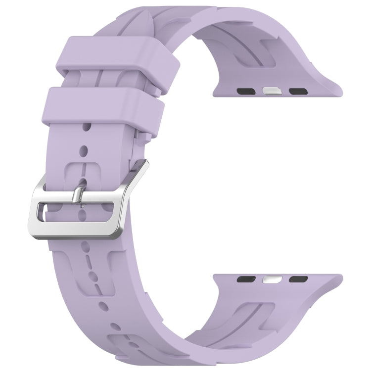 For Apple Watch SE 2023 40mm H Texture Silicone Ladder Buckle Watch Band(Purple) - Watch Bands by PMC Jewellery | Online Shopping South Africa | PMC Jewellery