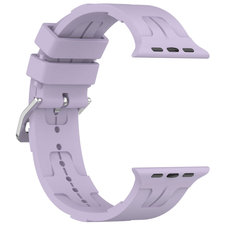 For Apple Watch SE 2023 40mm H Texture Silicone Ladder Buckle Watch Band(Purple) - Watch Bands by PMC Jewellery | Online Shopping South Africa | PMC Jewellery