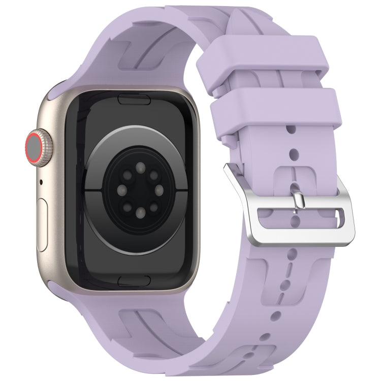 For Apple Watch SE 2023 40mm H Texture Silicone Ladder Buckle Watch Band(Purple) - Watch Bands by PMC Jewellery | Online Shopping South Africa | PMC Jewellery