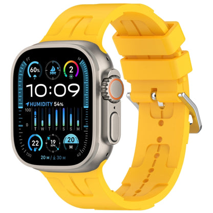 For Apple Watch Ultra 2 49mm H Texture Silicone Ladder Buckle Watch Band(Yellow) - Watch Bands by PMC Jewellery | Online Shopping South Africa | PMC Jewellery