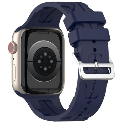 For Apple Watch Ultra 2 49mm H Texture Silicone Ladder Buckle Watch Band(Midnight) - Watch Bands by PMC Jewellery | Online Shopping South Africa | PMC Jewellery