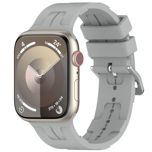 For Apple Watch Series 9 45mm H Texture Silicone Ladder Buckle Watch Band(Grey) - Watch Bands by PMC Jewellery | Online Shopping South Africa | PMC Jewellery