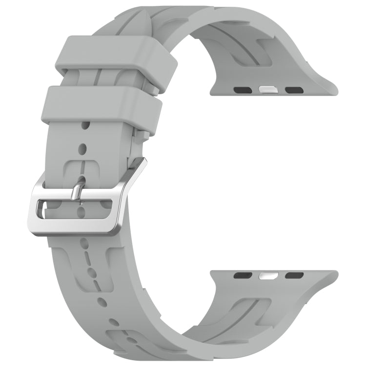 For Apple Watch Series 9 45mm H Texture Silicone Ladder Buckle Watch Band(Grey) - Watch Bands by PMC Jewellery | Online Shopping South Africa | PMC Jewellery