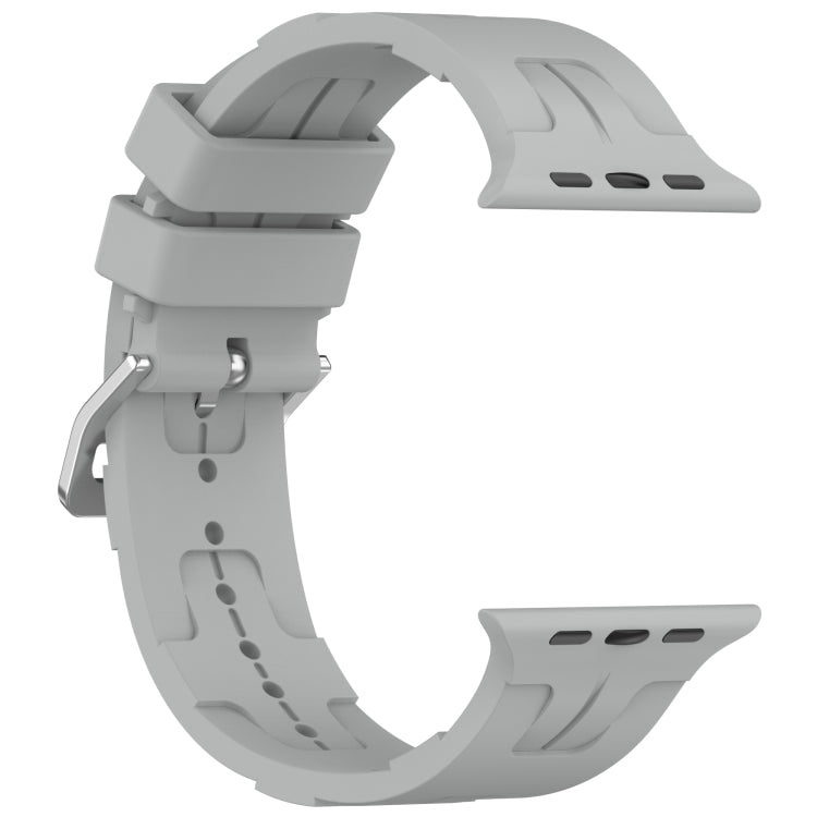 For Apple Watch Series 9 45mm H Texture Silicone Ladder Buckle Watch Band(Grey) - Watch Bands by PMC Jewellery | Online Shopping South Africa | PMC Jewellery