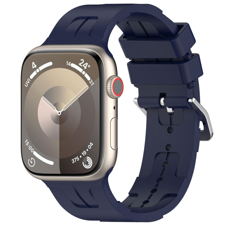 For Apple Watch Series 9 45mm H Texture Silicone Ladder Buckle Watch Band(Midnight) - Watch Bands by PMC Jewellery | Online Shopping South Africa | PMC Jewellery