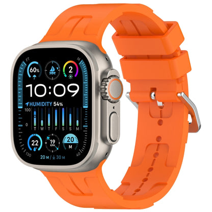 For Apple Watch Ultra 49mm H Texture Silicone Ladder Buckle Watch Band(Orange) - Watch Bands by PMC Jewellery | Online Shopping South Africa | PMC Jewellery