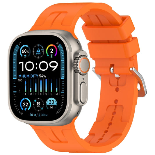 For Apple Watch Ultra 49mm H Texture Silicone Ladder Buckle Watch Band(Orange) - Watch Bands by PMC Jewellery | Online Shopping South Africa | PMC Jewellery