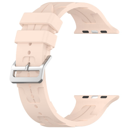 For Apple Watch Ultra 49mm H Texture Silicone Ladder Buckle Watch Band(Sand Pink) - Watch Bands by PMC Jewellery | Online Shopping South Africa | PMC Jewellery