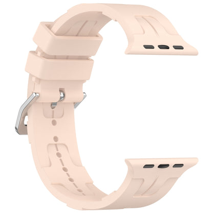 For Apple Watch Ultra 49mm H Texture Silicone Ladder Buckle Watch Band(Sand Pink) - Watch Bands by PMC Jewellery | Online Shopping South Africa | PMC Jewellery