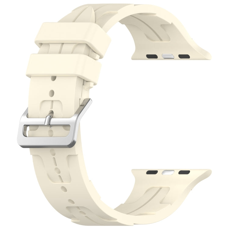 For Apple Watch Series 8 45mm H Texture Silicone Ladder Buckle Watch Band(Starlight) - Watch Bands by PMC Jewellery | Online Shopping South Africa | PMC Jewellery