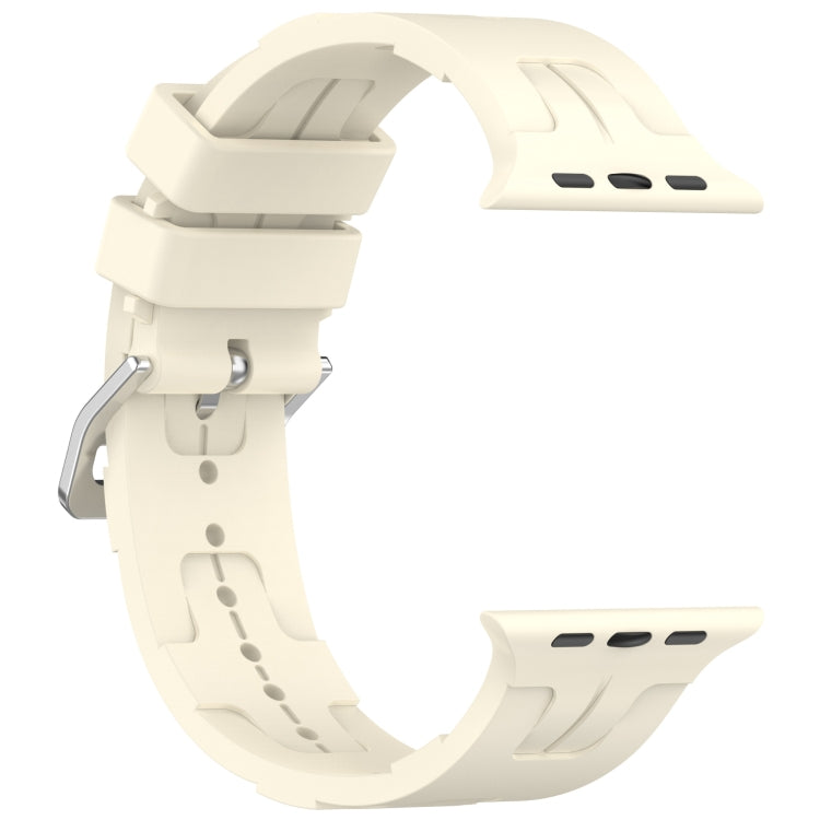 For Apple Watch Series 8 45mm H Texture Silicone Ladder Buckle Watch Band(Starlight) - Watch Bands by PMC Jewellery | Online Shopping South Africa | PMC Jewellery