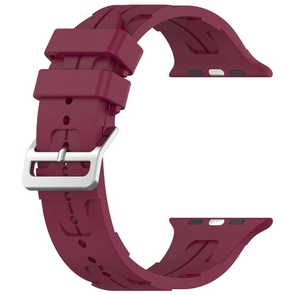 For Apple Watch Series 7 41mm H Texture Silicone Ladder Buckle Watch Band(Wine Red) - Watch Bands by PMC Jewellery | Online Shopping South Africa | PMC Jewellery