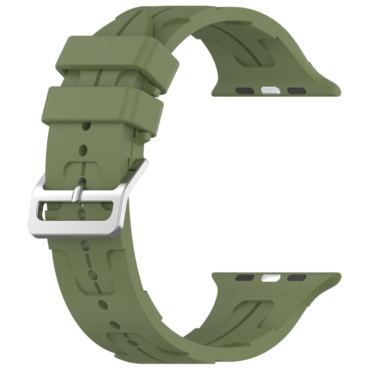 For Apple Watch Series 7 41mm H Texture Silicone Ladder Buckle Watch Band(Army Green) - Watch Bands by PMC Jewellery | Online Shopping South Africa | PMC Jewellery