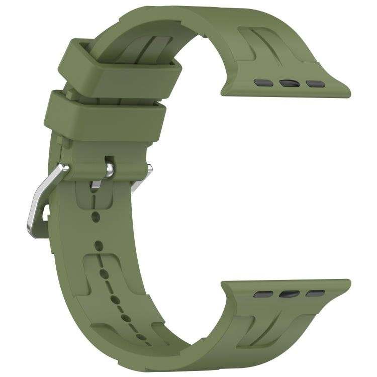 For Apple Watch Series 7 41mm H Texture Silicone Ladder Buckle Watch Band(Army Green) - Watch Bands by PMC Jewellery | Online Shopping South Africa | PMC Jewellery