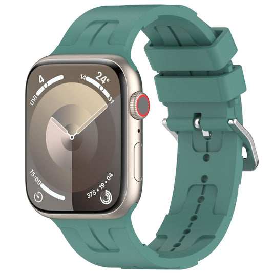 For Apple Watch SE 40mm H Texture Silicone Ladder Buckle Watch Band(Pine Green) - Watch Bands by PMC Jewellery | Online Shopping South Africa | PMC Jewellery