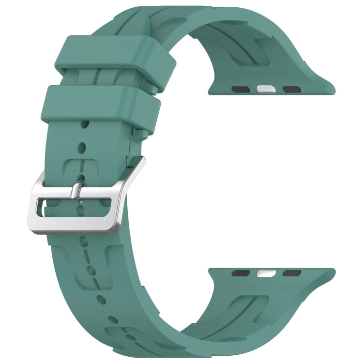 For Apple Watch SE 40mm H Texture Silicone Ladder Buckle Watch Band(Pine Green) - Watch Bands by PMC Jewellery | Online Shopping South Africa | PMC Jewellery