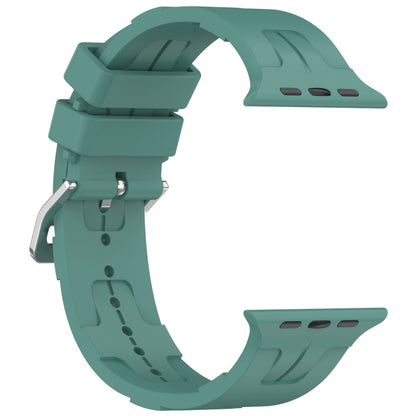 For Apple Watch SE 40mm H Texture Silicone Ladder Buckle Watch Band(Pine Green) - Watch Bands by PMC Jewellery | Online Shopping South Africa | PMC Jewellery