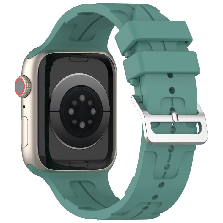 For Apple Watch SE 40mm H Texture Silicone Ladder Buckle Watch Band(Pine Green) - Watch Bands by PMC Jewellery | Online Shopping South Africa | PMC Jewellery