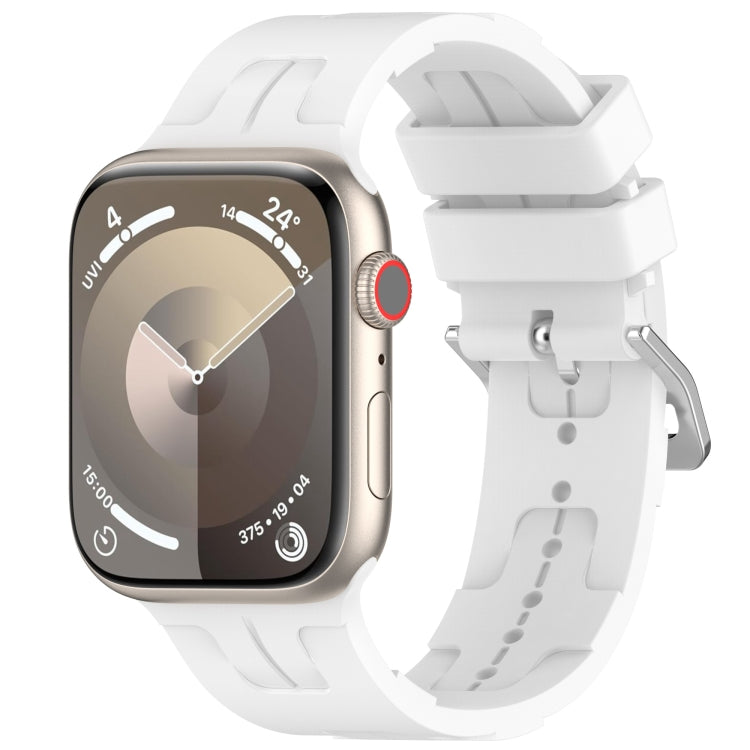 For Apple Watch SE 44mm H Texture Silicone Ladder Buckle Watch Band(White) - Watch Bands by PMC Jewellery | Online Shopping South Africa | PMC Jewellery