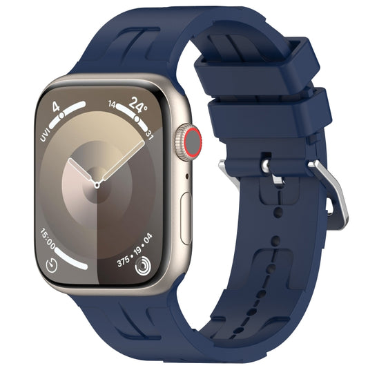 For Apple Watch Series 6 44mm H Texture Silicone Ladder Buckle Watch Band(Midnight Blue) - Watch Bands by PMC Jewellery | Online Shopping South Africa | PMC Jewellery