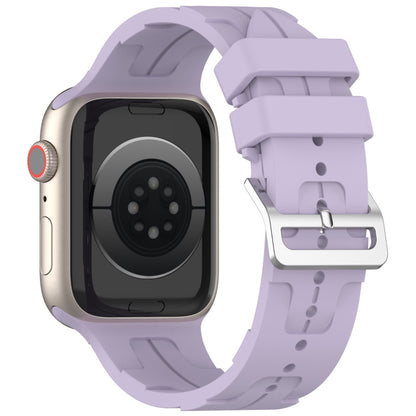 For Apple Watch Series 5 40mm H Texture Silicone Ladder Buckle Watch Band(Purple) - Watch Bands by PMC Jewellery | Online Shopping South Africa | PMC Jewellery