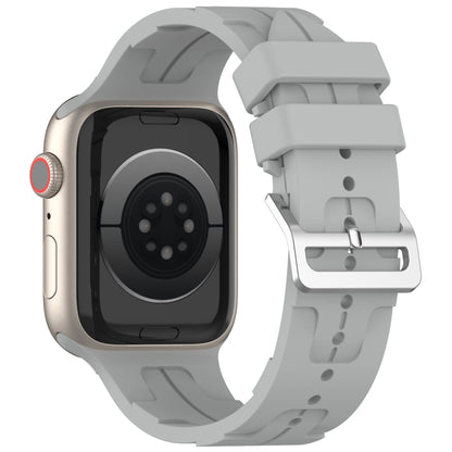 For Apple Watch Series 3 42mm H Texture Silicone Ladder Buckle Watch Band(Grey) - Watch Bands by PMC Jewellery | Online Shopping South Africa | PMC Jewellery