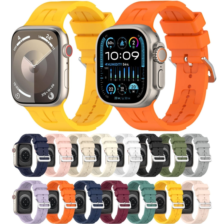 For Apple Watch Series 4 44mm H Texture Silicone Ladder Buckle Watch Band(Orange) - Watch Bands by PMC Jewellery | Online Shopping South Africa | PMC Jewellery