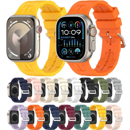 For Apple Watch Ultra 49mm H Texture Silicone Ladder Buckle Watch Band(Orange) - Watch Bands by PMC Jewellery | Online Shopping South Africa | PMC Jewellery