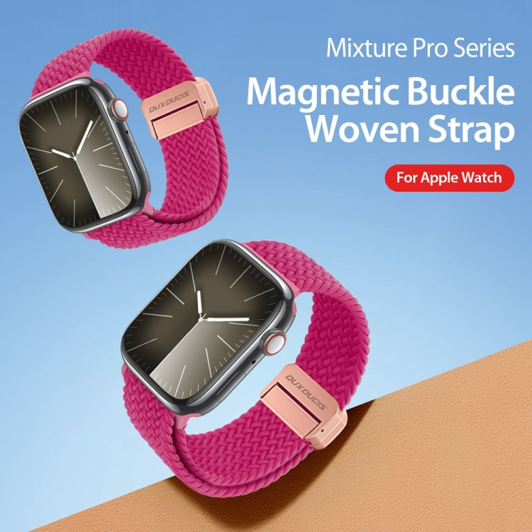 For Apple Watch Series 8 41mm DUX DUCIS Mixture Pro Series Magnetic Buckle Nylon Braid Watch Band(Raspberry Color) - Watch Bands by DUX DUCIS | Online Shopping South Africa | PMC Jewellery | Buy Now Pay Later Mobicred