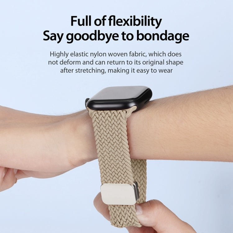 For Apple Watch Series 10 46mm DUX DUCIS Mixture Pro Series Magnetic Buckle Nylon Braid Watch Band(Beige) - Watch Bands by DUX DUCIS | Online Shopping South Africa | PMC Jewellery | Buy Now Pay Later Mobicred