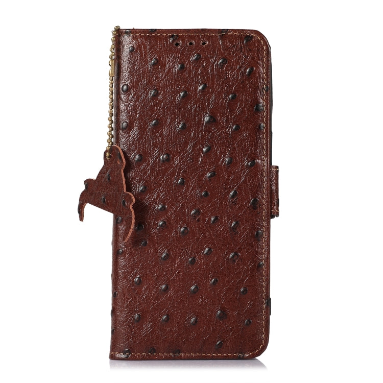 For Honor X5 Plus Ostrich Pattern Genuine Leather RFID Phone Case(Coffee) - Honor Cases by PMC TechLife | Online Shopping South Africa | PMC TechLife | Buy Now Pay Later Mobicred
