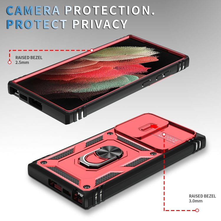 For Samsung Galaxy S24 Ultra 5G Sliding Camshield TPU + PC Phone Case with Holder(Red+Black) - Galaxy S24 Ultra 5G Cases by PMC TechLife | Online Shopping South Africa | PMC TechLife