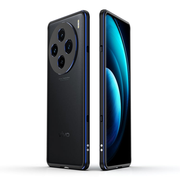 For vivo X100 Aurora Series Metal Frame Phone Case(Black Blue) - vivo Cases by imak | Online Shopping South Africa | PMC TechLife | Buy Now Pay Later Mobicred