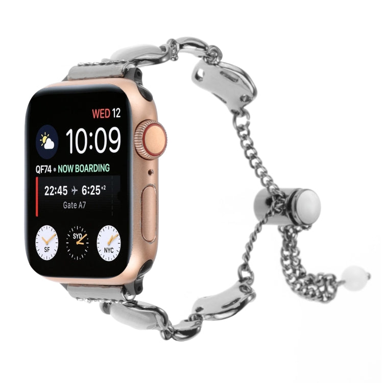 For Apple Watch SE 2023 44mm Shell Metal Chain Bracelet Watch Band(Black) - Watch Bands by PMC Jewellery | Online Shopping South Africa | PMC Jewellery