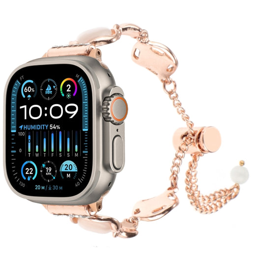 For Apple Watch Ultra 49mm Shell Metal Chain Bracelet Watch Band(Rose Gold) - Watch Bands by PMC Jewellery | Online Shopping South Africa | PMC Jewellery