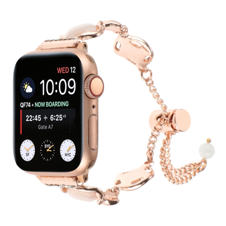 For Apple Watch SE 2022 40mm Shell Metal Chain Bracelet Watch Band(Rose Gold) - Watch Bands by PMC Jewellery | Online Shopping South Africa | PMC Jewellery