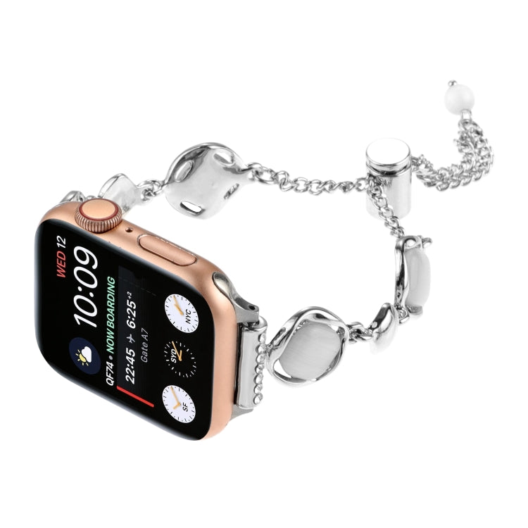 For Apple Watch Series 7 45mm Shell Metal Chain Bracelet Watch Band(Silver) - Watch Bands by PMC TechLife | Online Shopping South Africa | PMC TechLife | Buy Now Pay Later Mobicred