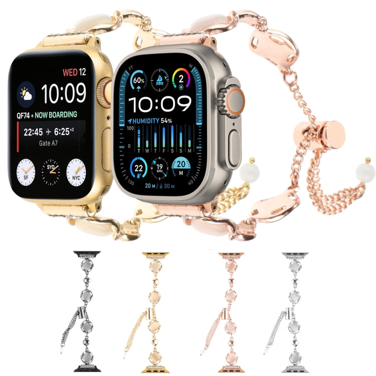 For Apple Watch SE 2022 40mm Shell Metal Chain Bracelet Watch Band(Rose Gold) - Watch Bands by PMC Jewellery | Online Shopping South Africa | PMC Jewellery