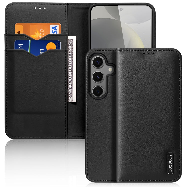 For Samsung Galaxy S25 5G DUX DUCIS Hivo Series Cowhide + PU + TPU Flip Phone Case(Black) - Galaxy S25 5G Cases by DUX DUCIS | Online Shopping South Africa | PMC Jewellery | Buy Now Pay Later Mobicred