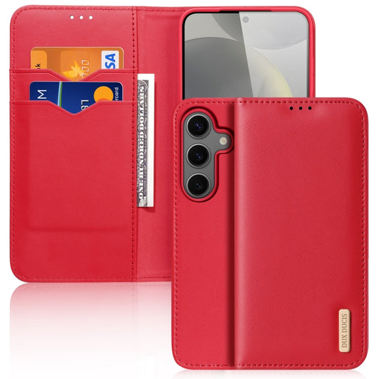 For Samsung Galaxy S25+ 5G DUX DUCIS Hivo Series Cowhide + PU + TPU Flip Phone Case(Red) - Galaxy S25+ 5G Cases by DUX DUCIS | Online Shopping South Africa | PMC Jewellery | Buy Now Pay Later Mobicred