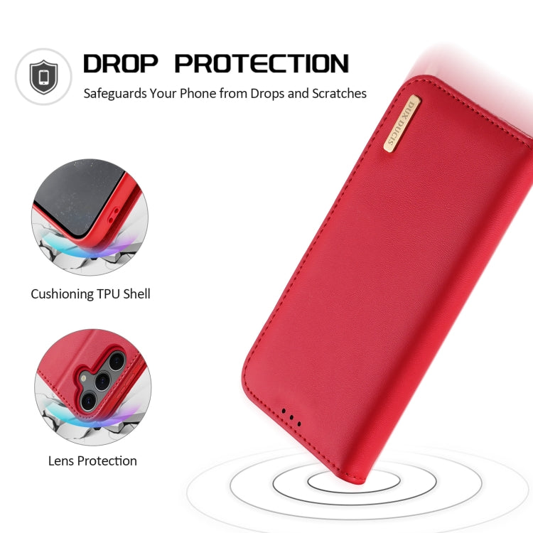 For Samsung Galaxy S25+ 5G DUX DUCIS Hivo Series Cowhide + PU + TPU Flip Phone Case(Red) - Galaxy S25+ 5G Cases by DUX DUCIS | Online Shopping South Africa | PMC Jewellery | Buy Now Pay Later Mobicred