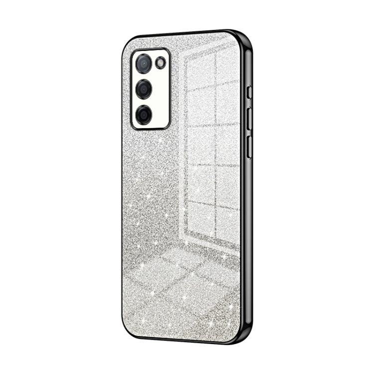 For OPPO A55 5G / A56 / A53s 5G Gradient Glitter Powder Electroplated Phone Case(Black) - OPPO Cases by PMC TechLife | Online Shopping South Africa | PMC TechLife | Buy Now Pay Later Mobicred